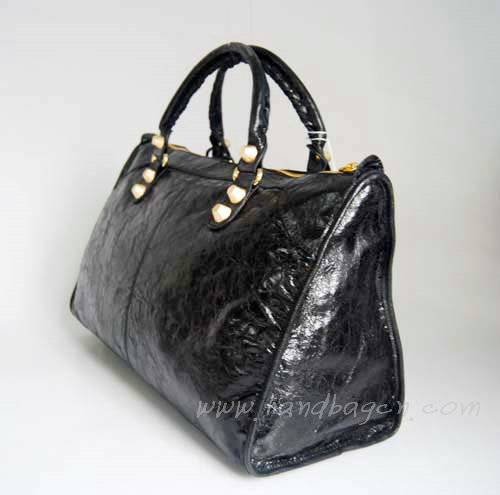 Balenciaga 084324B Black Le Dix Motorcycle Handbag Large Size With Gold Hardware - Click Image to Close