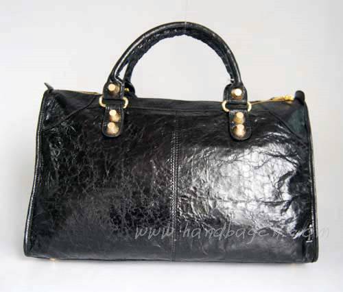 Balenciaga 084324B Black Le Dix Motorcycle Handbag Large Size With Gold Hardware