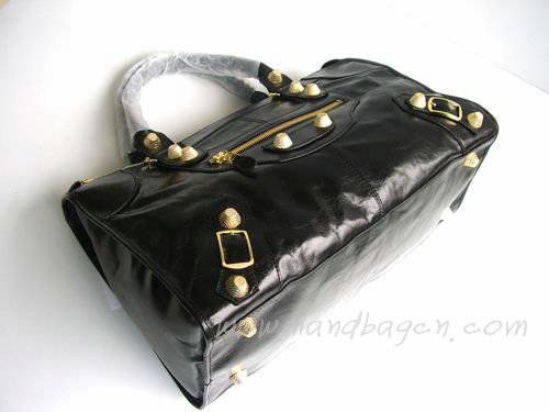 Balenciaga 084324B Black Giant City Bag Large Size With Gold Hardware - Click Image to Close