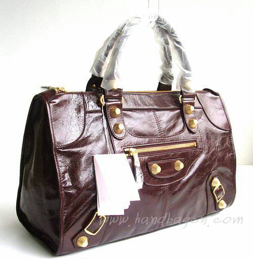 Balenciaga 084324B Dark Coffee Giant City Large Size With Gold Hardware - Click Image to Close