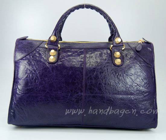 Balenciaga 084324B Dark Purple Le Dix Motorcycle Handbag Large Size
