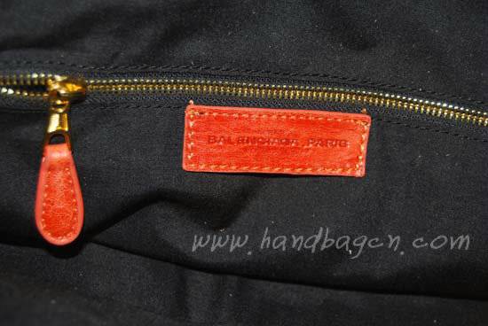 Balenciaga 084324B Orange Le Dix Motorcycle Handbag Large Size With Gold Hardware