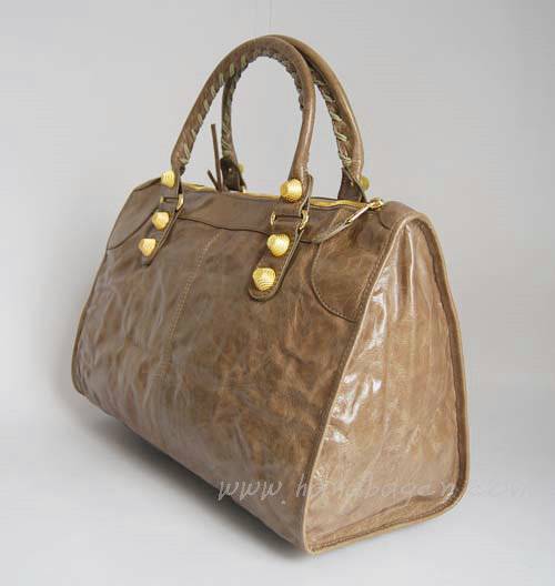 Balenciaga 084324B Silver Grey Giant City Bag Large Size With Gold Hardware