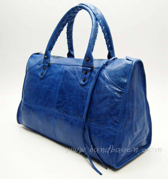 Balenciaga 084324 Blue Le Dix Motorcycle Handbag Large Size - Click Image to Close