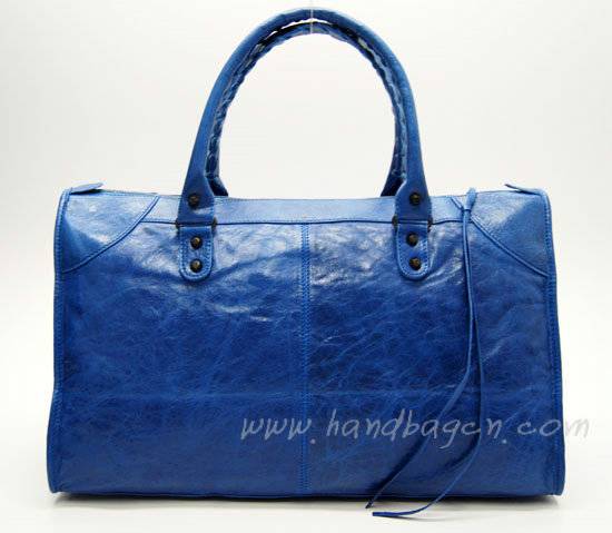 Balenciaga 084324 Blue Le Dix Motorcycle Handbag Large Size