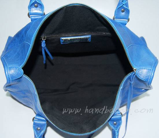 Balenciaga 084324 Blue Le Dix Motorcycle Handbag Large Size