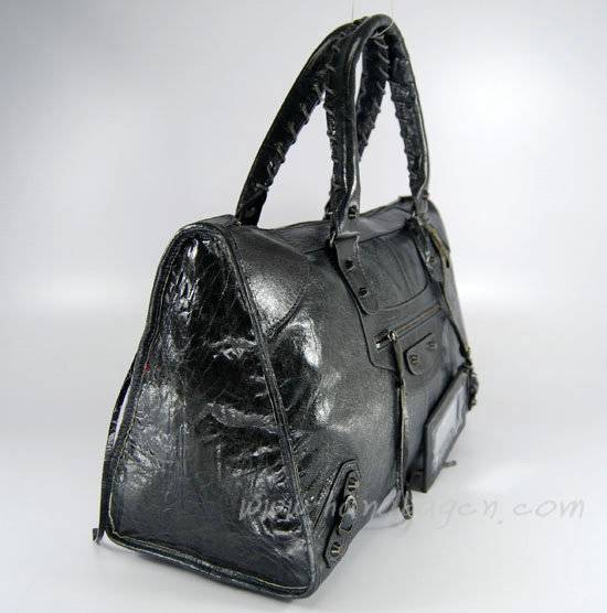 Balenciaga 084324 Dark Gray Le Dix Motorcycle Handbag Large Size - Click Image to Close