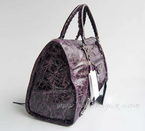 Balenciaga 084324 Dark Purple Giant City Bag Large Size Gold Hardware