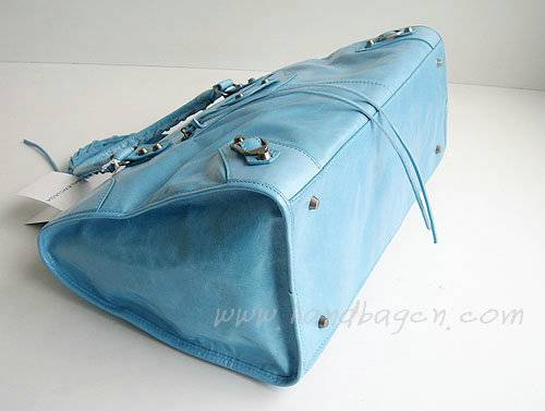 Balenciaga 084324 Light Blue Le Dix Motorcycle Handbag Large Size - Click Image to Close