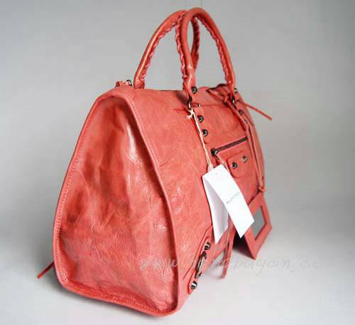 Balenciaga 084324 Pink Le Dix Motorcycle Handbag Large Size