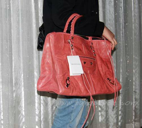Balenciaga 084324 Pink Le Dix Motorcycle Handbag Large Size