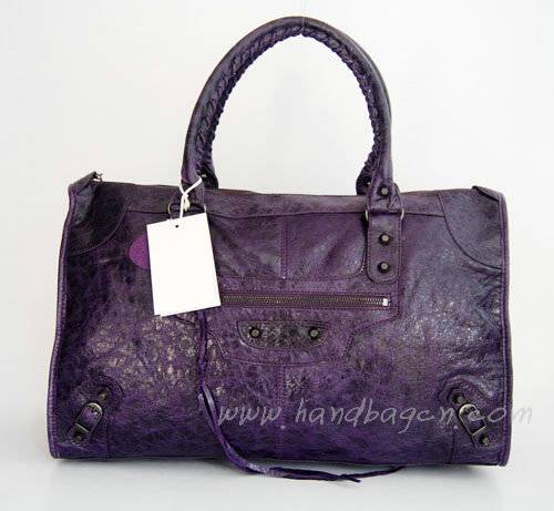 Balenciaga 084324 Purple Le Dix Motorcycle Handbag Large Size