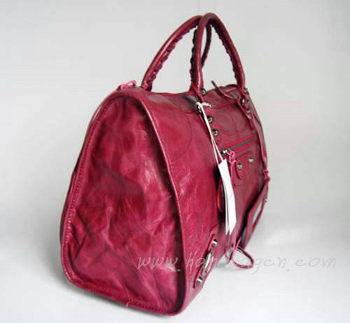 Balenciaga 084324 Purple red Le Dix Motorcycle Handbag Large Size