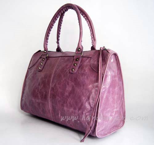Balenciaga 084324 Pink Purple Le Dix Motorcycle Handbag Large Size
