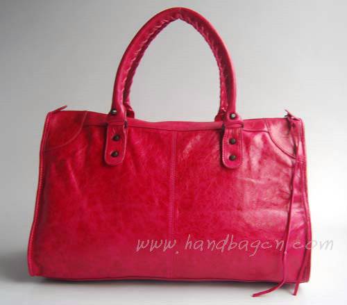 Balenciaga 084324 Peach Red Le Dix Motorcycle Handbag Large Size