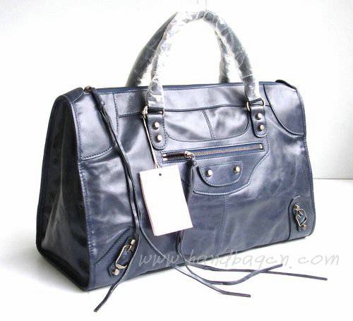 Balenciaga 084324 Royal Blue Le Dix Motorcycle Handbag Large Size