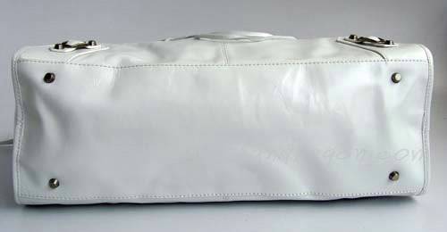Balenciaga 084324 White Le Dix Motorcycle Handbag Large Size - Click Image to Close