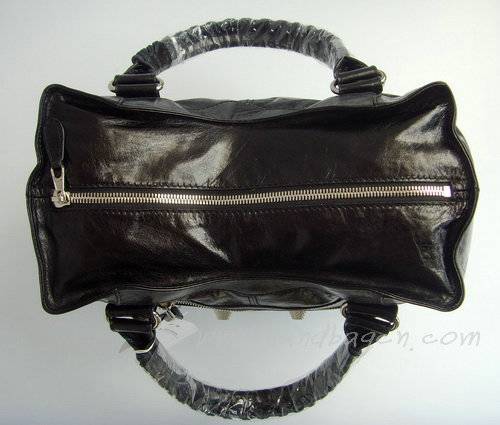 Balenciaga 084826A Black Giant Brief Bag With Silver Hardware