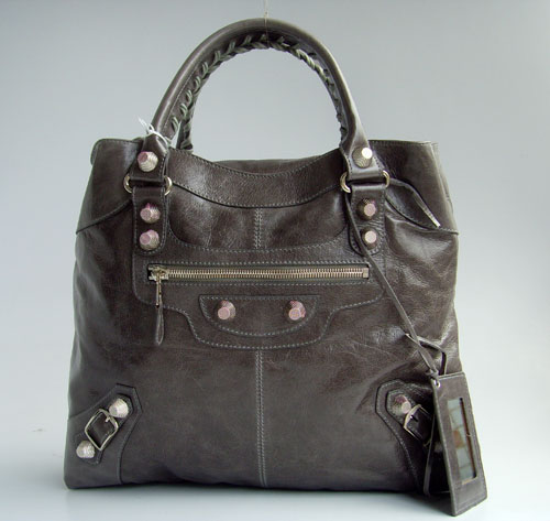 Balenciaga 084826A Dark Gray Giant Brief Bag With Silver Hardware