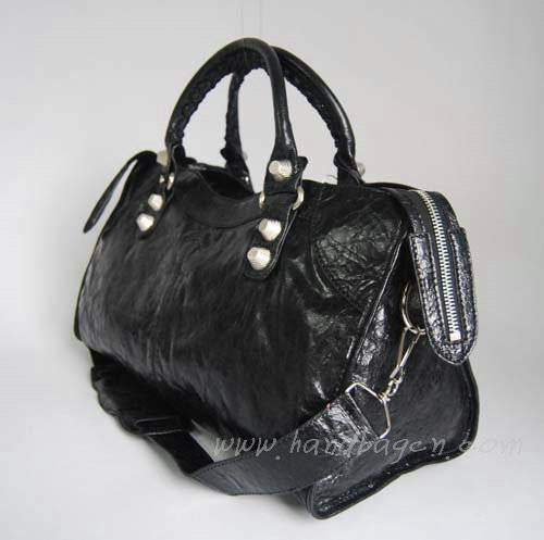 Balenciaga 084328A Black Lambskin Giant City Bag Large Size