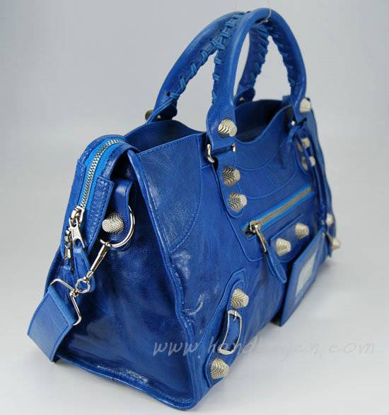 Balenciaga 084328A Blue Lambskin Giant City Bag Large Size - Click Image to Close