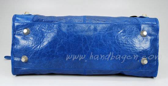 Balenciaga 084328A Blue Lambskin Giant City Bag Large Size