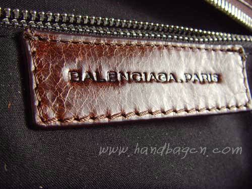 Balenciaga 084328A Brown Giant City Bag Large Size Silver Hardware