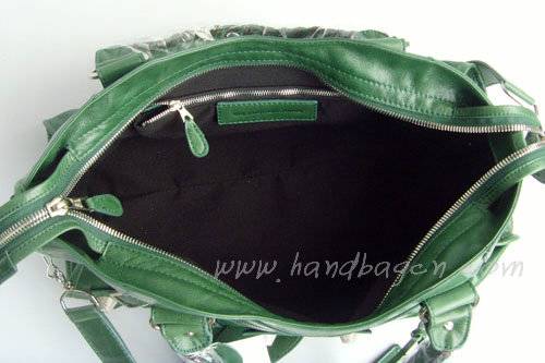Balenciaga 084324A Dark Green Giant City Bag Large Size Silver Hardware - Click Image to Close