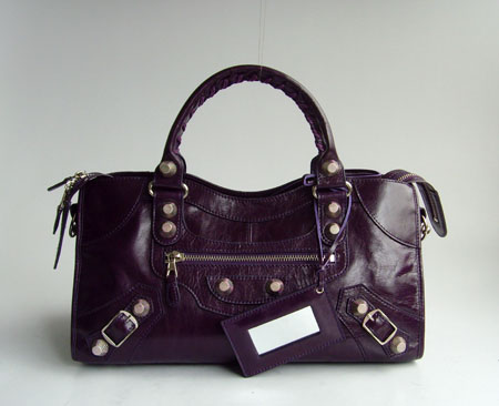 Balenciaga 084328A Dark Purple Giant City Bag Large Size Silver Hardware - Click Image to Close
