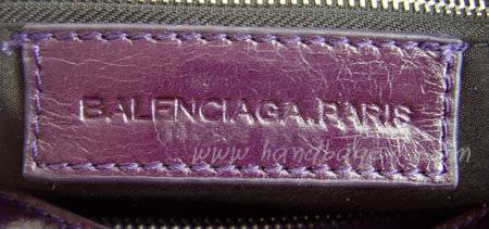 Balenciaga 084328A Dark Purple Giant City Bag Large Size Silver Hardware