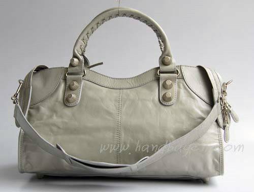 Balenciaga 084328A Gray White Giant City Bag Large Size With Silver Hardware - Click Image to Close