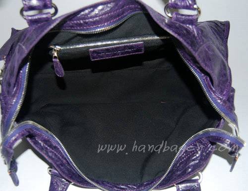 Balenciaga 084328A Purple Lambskin Giant City Bag Large Size
