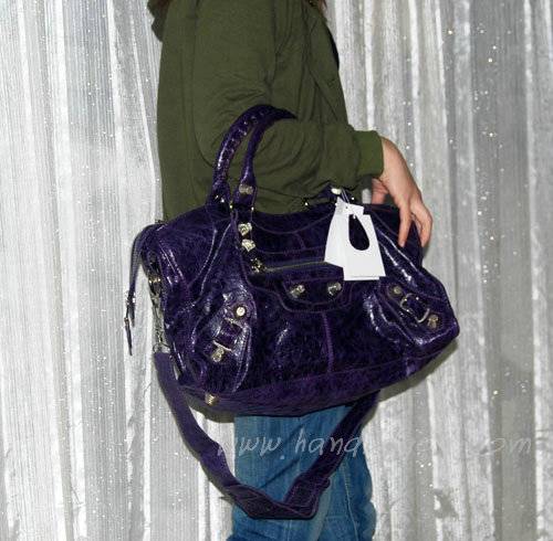 Balenciaga 084328A Purple Lambskin Giant City Bag Large Size - Click Image to Close