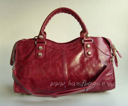 Balenciaga 084328A purple red Giant City Bag Large Size Silver Hardware - Click Image to Close