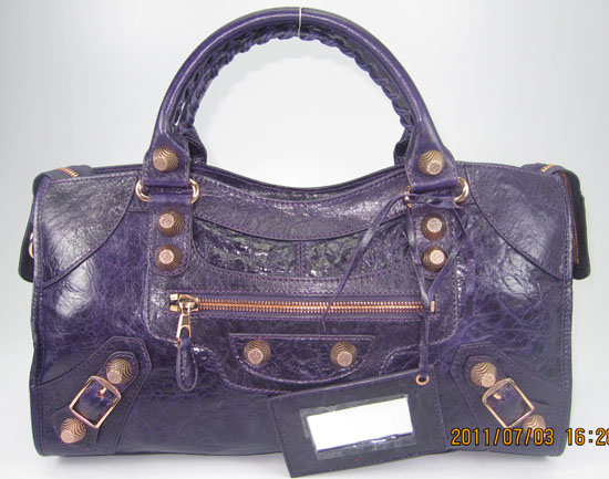 Balenciaga 084328B Dark Purple Giant City Bag Large Size
