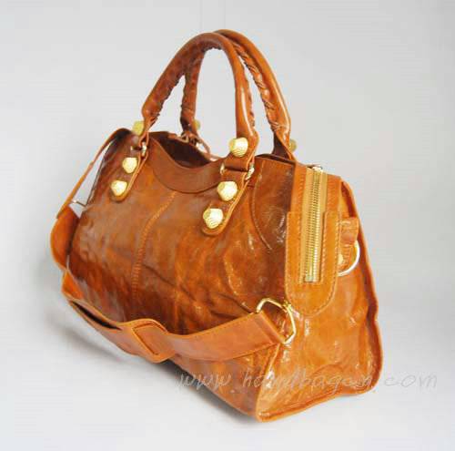 Balenciaga 084328B Tan Giant City Bag Large Size Gold Hardware
