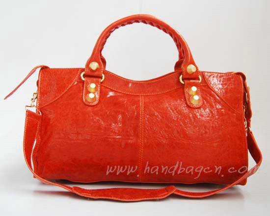 Balenciaga 084328B Orange Lambskin Giant City Bag Large Size
