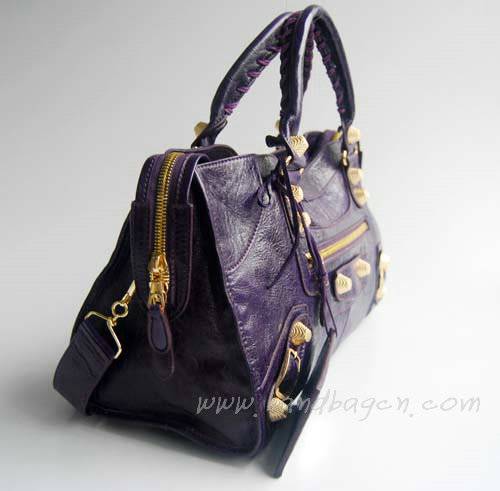 Balenciaga 084328B Purple Lambskin Giant City Bag Large Size - Click Image to Close