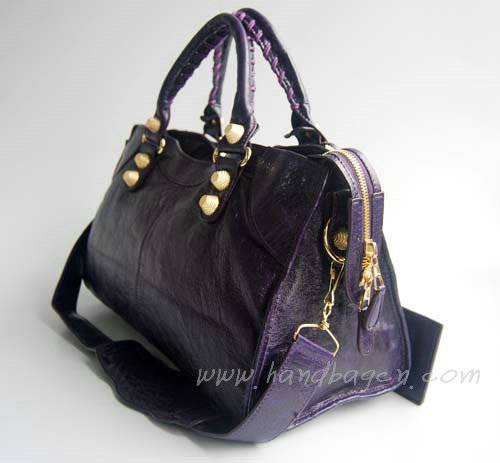 Balenciaga 084328B Purple Lambskin Giant City Bag Large Size