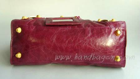 Balenciaga 084328B Purple Red Giant City Bag Large Size Gold Hardware