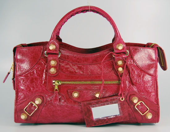 Balenciaga 084328B Red Lambskin Giant City Bag Large Size