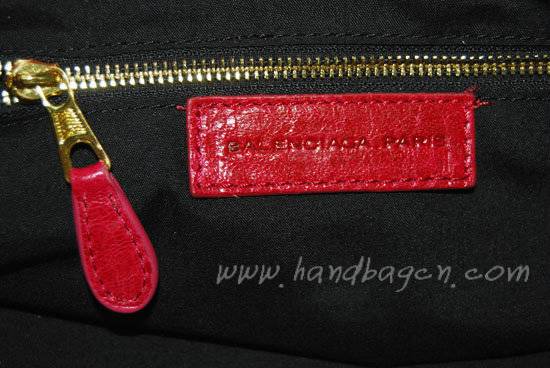 Balenciaga 084328B Red Lambskin Giant City Bag Large Size