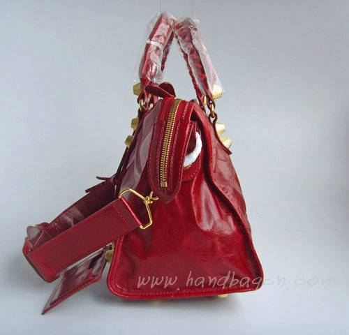 Balenciaga 084328B Red Giant City Bag Large Size Gold Hardware