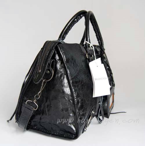 Balenciaga 084328 Black Lambskin Giant City Bag Large Size