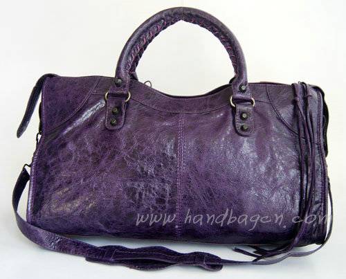 Balenciaga 084328 Purple Lambskin Giant City Bag Large Size - Click Image to Close