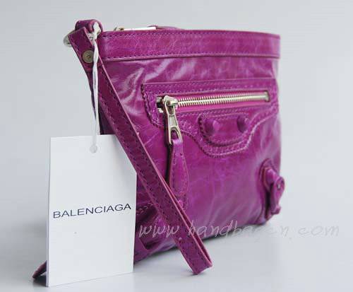 Balenciaga 084330 Medium purple Calfskin Clutch Bag