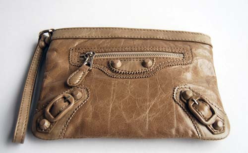 Balenciaga 084330 Silver Gray Calfskin Clutch Bag