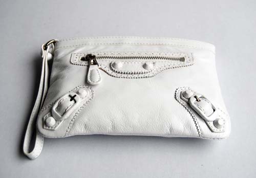 Balenciaga 084330 White Calfskin Clutch Bag