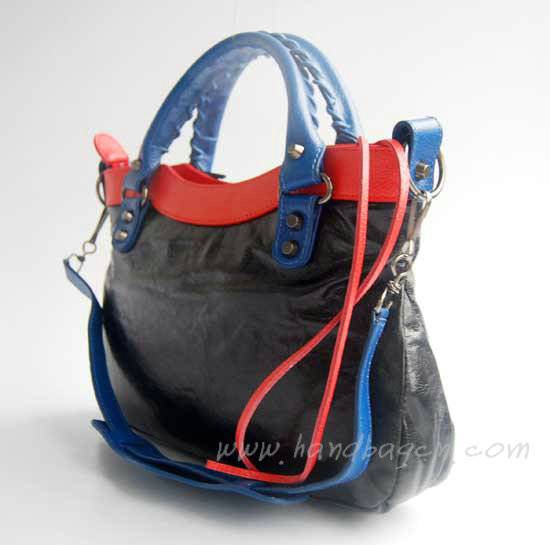 Balenciaga084331-5 Black/Blue/Red Arena Tri-Color First Classic Bag - Click Image to Close