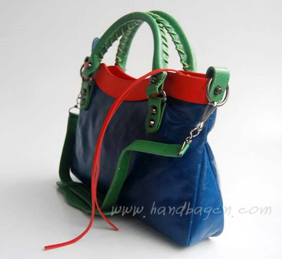 Balenciaga 084331-5 Royal Blue/Green/Red Arena Tri-Color First Classic Bag